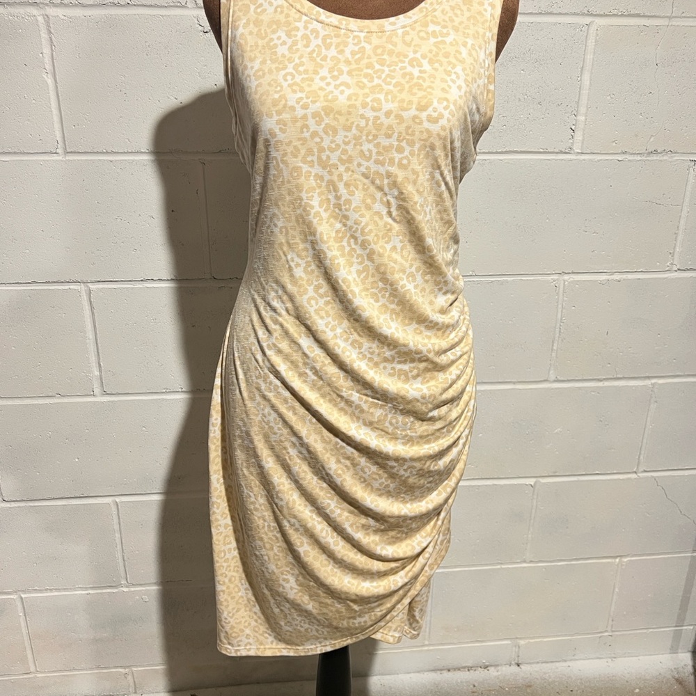 Nine West Cream Asymmetrical Ruched Sheath Dress